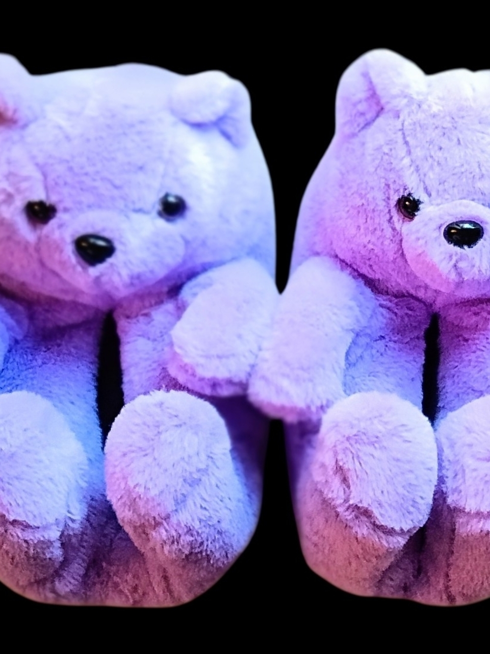 Source Unknown Lavender Plush Bear Slippers - Purple Teddy Design